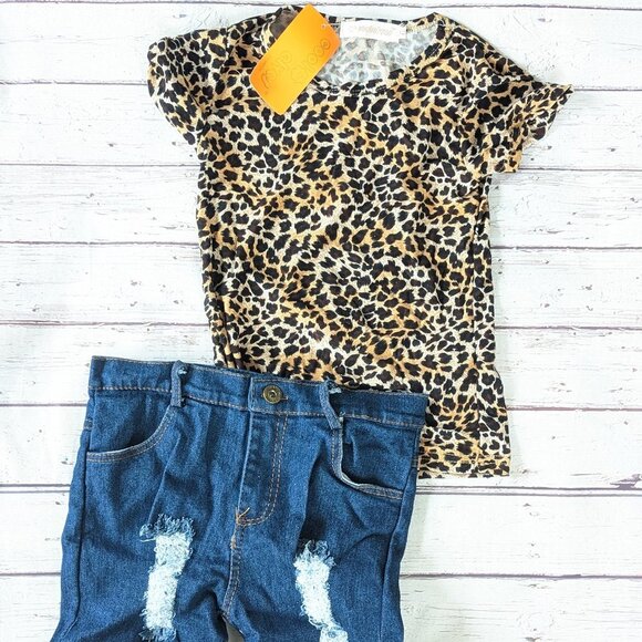 Other - Leopard Print Toddler Summer Shorts Outfit Size 6 NWT